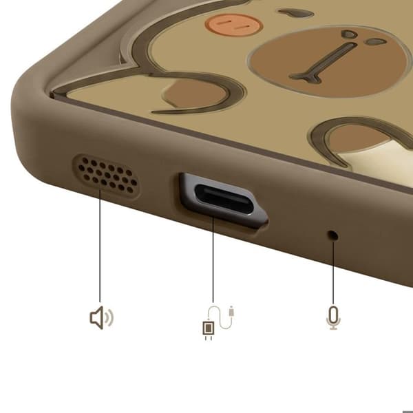 Cover til Redmi Note 15 med 3D Capybara mønstre og forhøjet brun kant brun