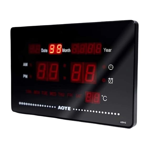 LED-ur - AVIZAR - Digital - Sort - Visning af tid/dato/temperatur - Rektangulær Svart