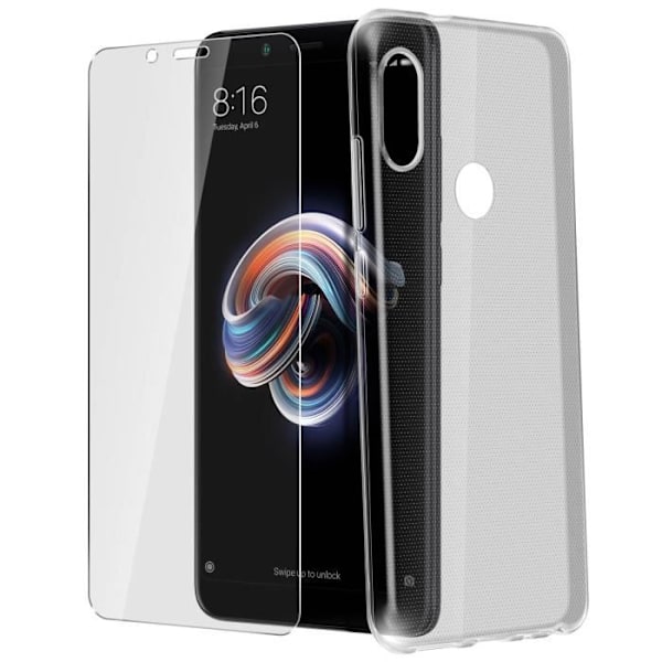 Takakansi + näyttö karkaistu lasikalvo Xiaomi Redmi Note 5 läpinäkyvä transparent