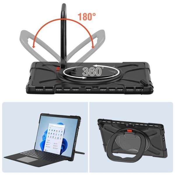 Coque - AVIZAR - Microsoft Surface Pro 8 - Multilager - Rotationshandtag - Svart Svart