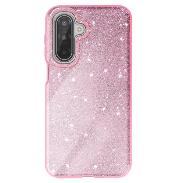 Cover til Galaxy A17 Bi-Materiale Design og Glitrende Rosa Rosa