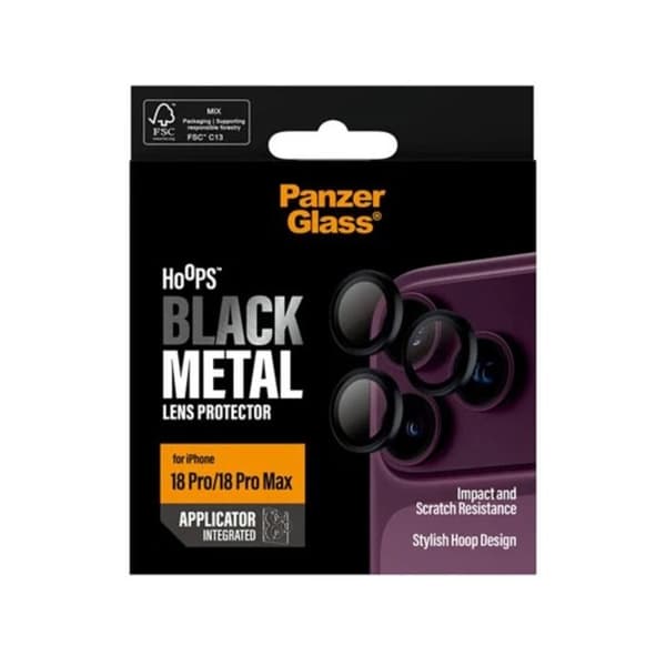 Beskyttelse af kameraobjektiv til iPhone 18 Pro / 18 Pro Max serie Hoops Panzer Glass Sort