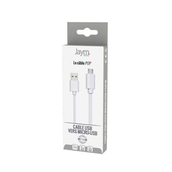 Micro-USB-kabel - JAYM - POP-kollektionen - 1,5 m - 2,4A - Laddning och synkronisering Vit