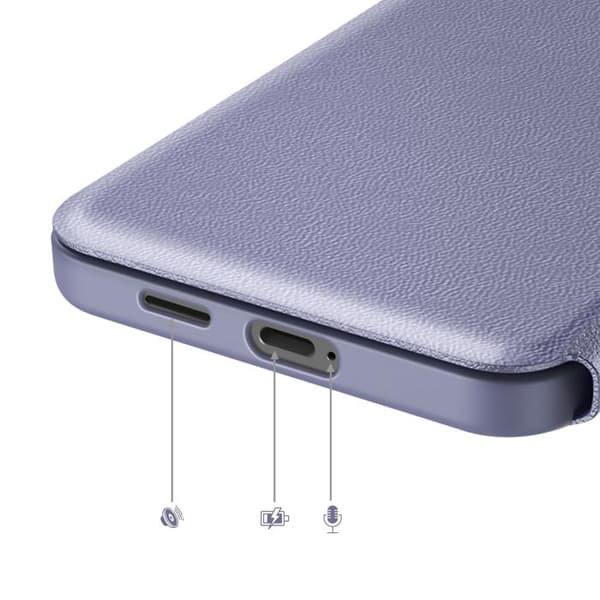 Fodral för Galaxy S25 FE med Smart View-fönster och kortfack i grått Grå