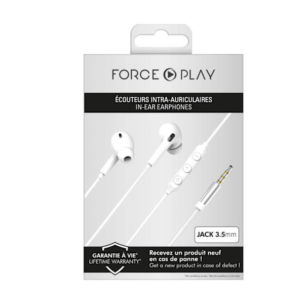 Langalliset kuulokkeet - FORCE PLAY - 3,5 mm:n liitin - 100 % ympäristöystävällinen - Kirkas stereoääni - Elinikäinen takuu Vit