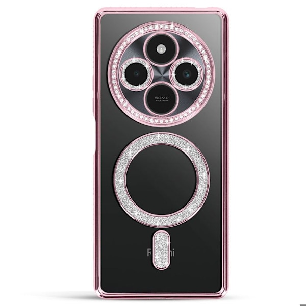 Coque Diamant för Xiaomi Redmi 14C MagSafe Kontur Strass Rosa Rosa