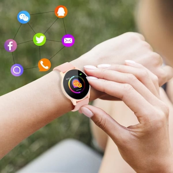 Ansluten klocka Touch Screen Round HD North Edge Rosa silikonband Rosa
