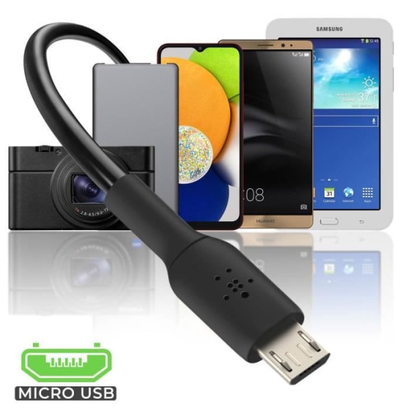 USB-mikro-USB-kaapeli lataus- ja synkronointikaapeli USB-IF-sertifioitu 1 metrin Belkin Black