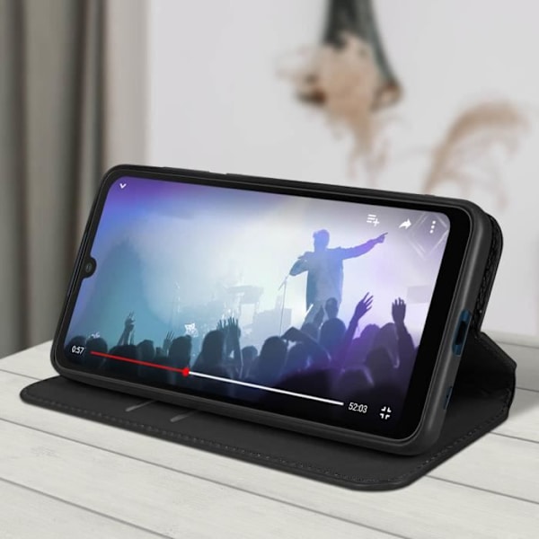 AVIZAR Fodral till Wiko Y82 - Plånboksfodral med videostödfunktion - Svart Svart