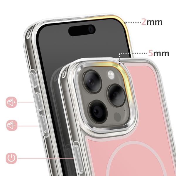 MagSafe-cover til iPhone 15 Pro Max Forstærket Hybrid Design Rosa Ros