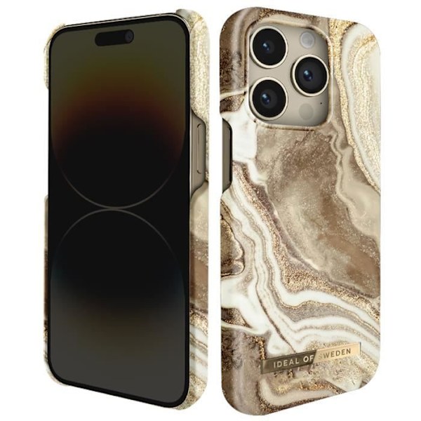 Cover til iPhone 14 Pro Max Marbled Luxury Ultra Thin Golden Sand Marble iDeal of Sweden Beige