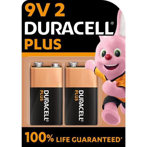 Duracell Plus 9V alkaliparistot, 6LR61 MN1604, 2 kpl