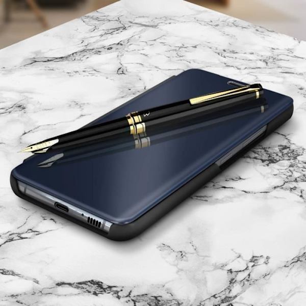 Hus för Samsung Galaxy S10 Lite - AVIZAR - genomskinlig spegelfront - svart - semi-styv - videostöd Svart