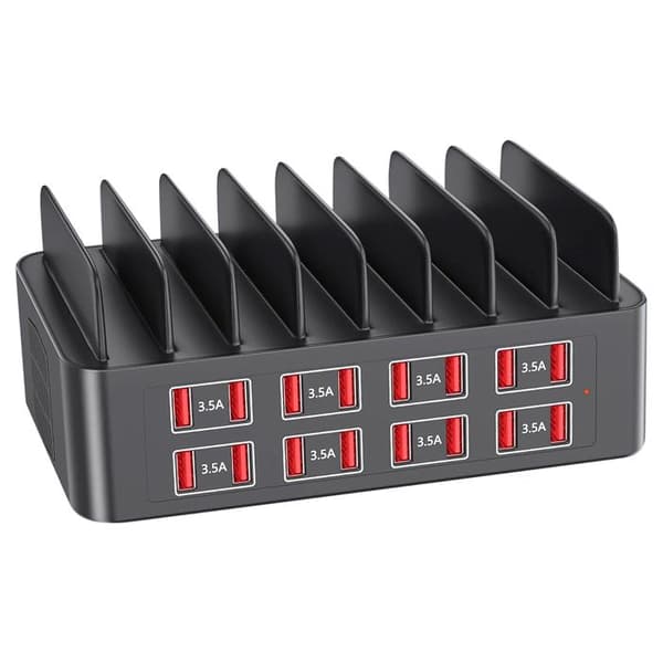 Ladestation 150W 16x USB Hurtig Opladning Antiskrid Støtte Sort