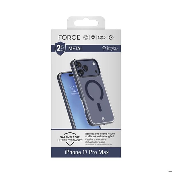 iPhone 17 Pro Max MagSafe FORCE CASE Metal Kontur Stødabsorberende 2m Premium Blå Blå