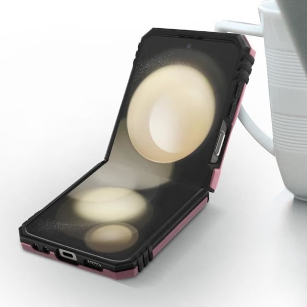 Etui - AVIZAR - Samsung Galaxy Z Flip 5 - Bi-materiale - Magnetisk ring - Rose Gold Rosa