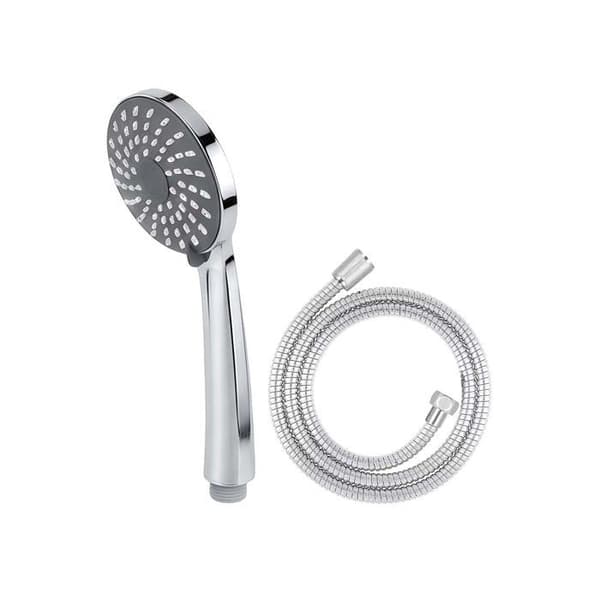 Brusebad sæt - AVIZAR - Multifunktionel - Krom rustfrit stål - Fleksibel 1,5 m - 3 indstillinger (regn, massage, spray) Grå