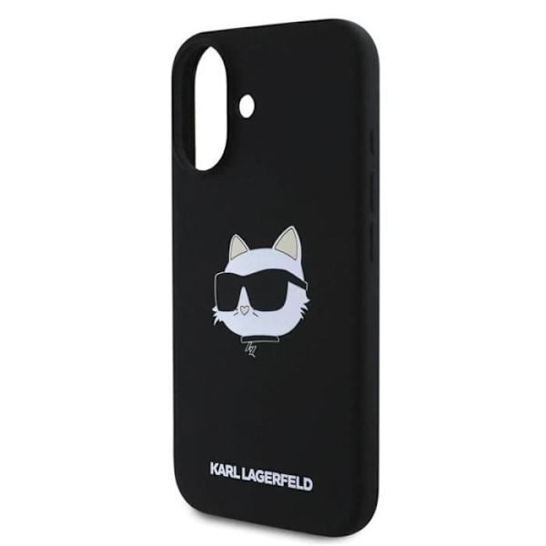 Karl Lagerfeld nestemäinen silikoni Choupette Head Case iphone 16 6,1" mustalle - KLHMP16SSCHPPLK Svart