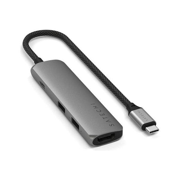 Satechi USB-C Slim Multiport 4-in-1 4K Power Delivery 100W Harmaa