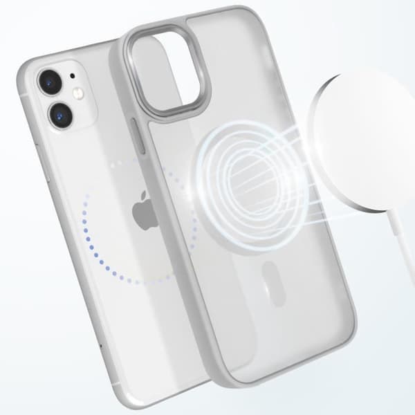 Coque MagSafe - iPhone 11 - Mat Gennemsigtig Bagside - Blød Kanten - Antitrace Grå
