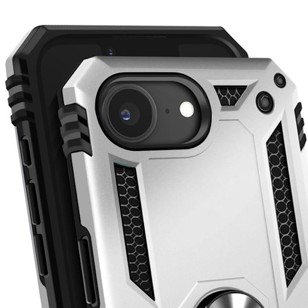 Stødabsorberende cover til iPhone 17 med roterende magnetisk ring i sølv Grå
