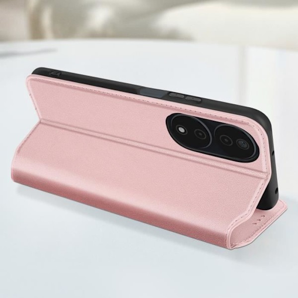 Etui til Honor 90 Smart Flip Card Holder og Video Support Pink Champagne Rosa