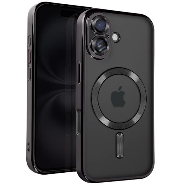 Fodral - AVIZAR - iPhone 16 Plus - Silikon - Svart Chrome Contour - Fullständigt kameraskydd Svart