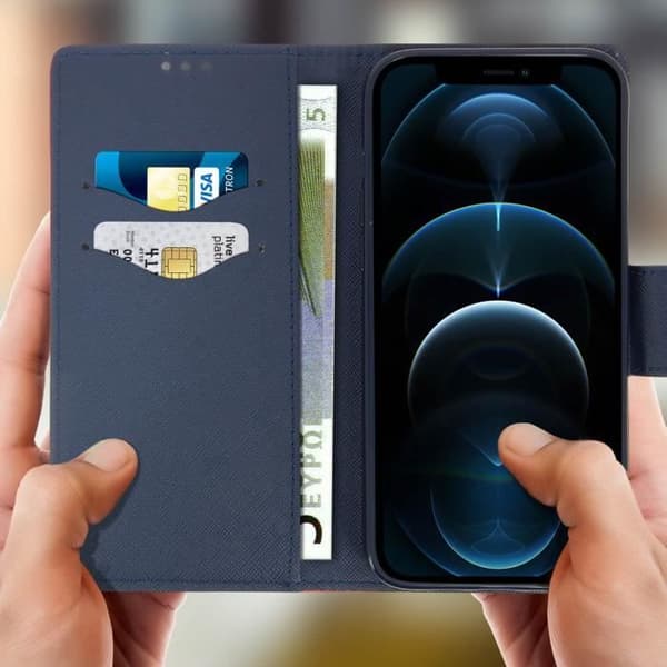 Housse - AVIZAR - Apple iPhone 12 Pro Max - Korttipidike - Videotuki - Punainen Röd