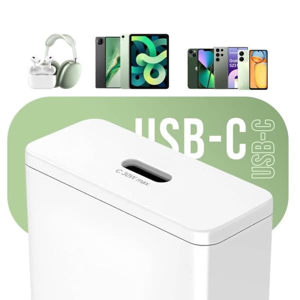 USB-C GaN Sector Charger 30W Kompakt Format 4smarts Hvid Vit