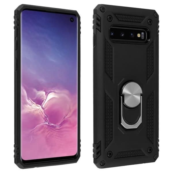 Coque - AVIZAR - Galaxy S10 - Bi-materialer - Stødabsorberende - Forvandlingsbart video-stativ Svart