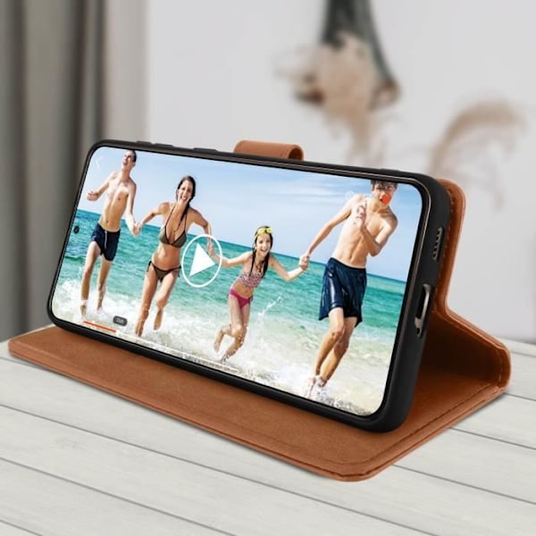 Etui för Samsung Galaxy S21 Plus - AVIZAR - Skydd med kortfack och ställfunktion - Brun kastanj