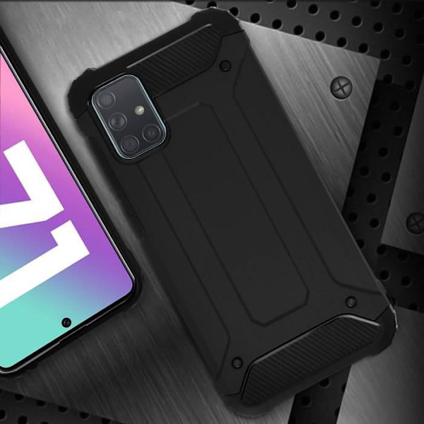 Etui - AVIZAR - Samsung Galaxy A71 - Stødsikker 1,8 m - Bi-materiale - Sort relief Svart