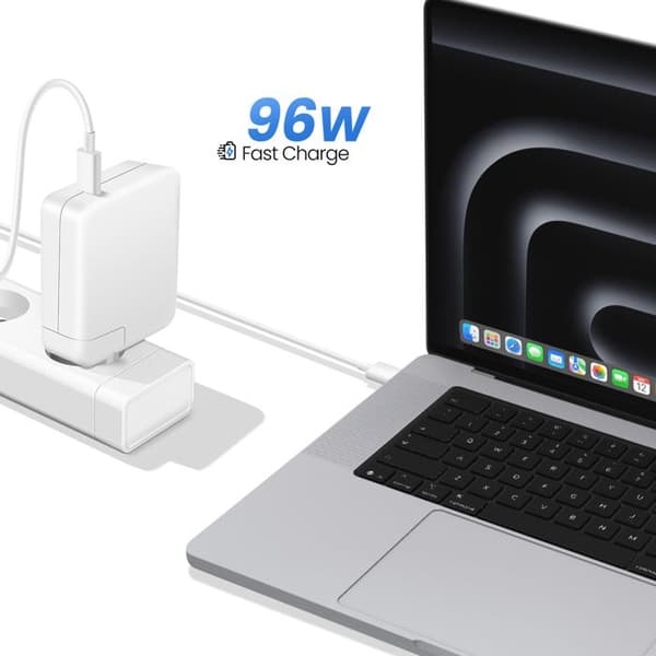 Lader til MacBook Pro 16'' M1 til M3 Max USB-C 96W + Kabel 1,8m Hvid Vit