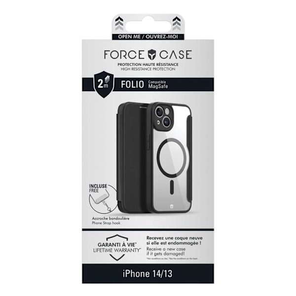 Cover til iPhone 13 - 14 Forstærket beskyttelse MagSafe Kompatibel med kortholder Transparent Sort Transparent svart