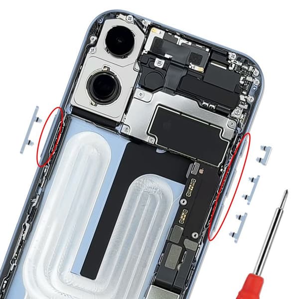 Ersättningssidoknappar för iPhone 17 Ström / Volym / Åtgärd Ljusblå Blå