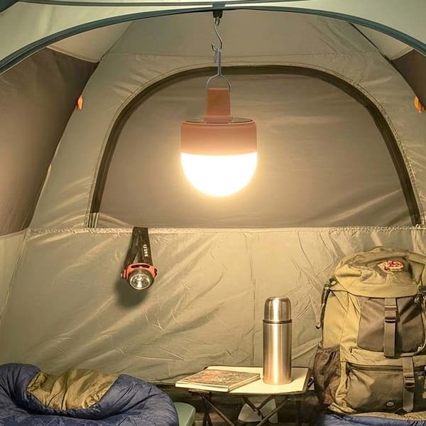 Solcellelampe - AVIZAR - Solcelle Camping 10W - 5 LED-tilstande - 1200mAh USB - IP44 Orange
