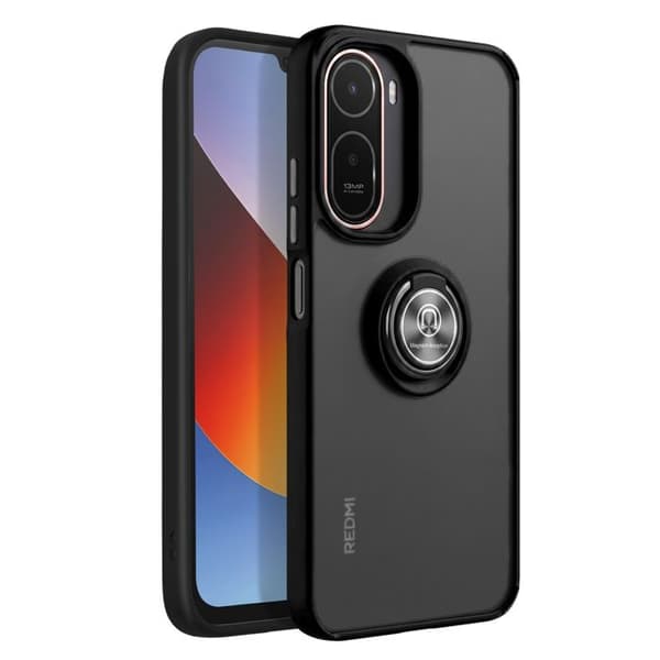 Ringetui til Xiaomi Redmi A7 Pro med roterende magnetisk ring i sort Svart