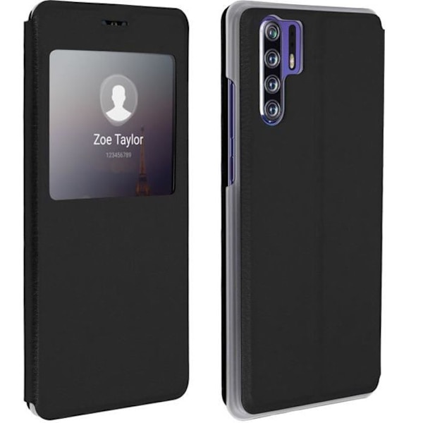 Hus - Huawei - P30 Pro - Hårdt Cover - Flip Etui med Vindu - Stativfunktion Svart