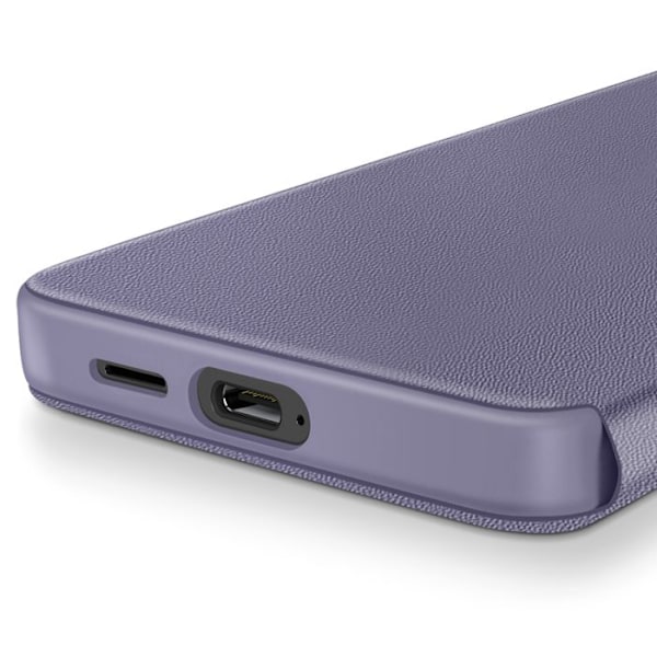 Läderfodral för Galaxy S25 och S24 Displayfönster Kortfodral Lavendel Lila