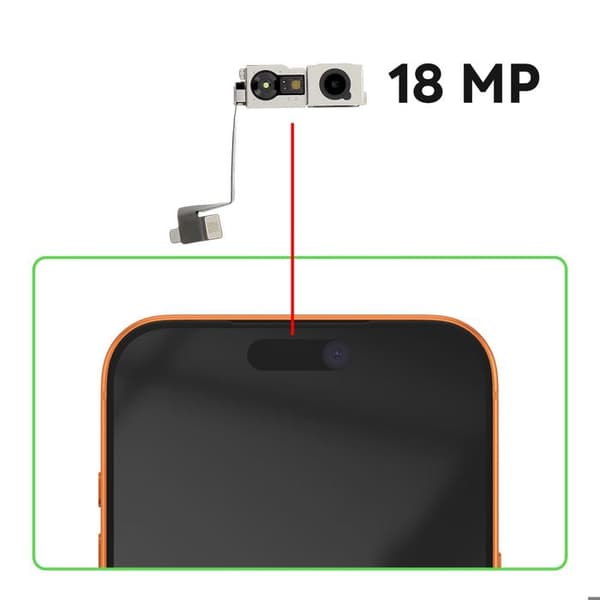 18MP Etukamera iPhone 17 Pro Max Infrapunasensoreilla Musta / Hopea