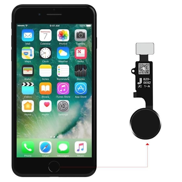 3D hemknapp för iPhone SE 2020, 8 Plus, 8, 7 Plus och 7 Black Svart