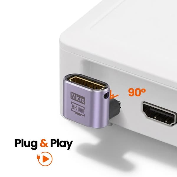 Mini Videoadapter Micro-HDMI Hane till HDMI 2.1 Hona Vinklad 8K LinQ Lila