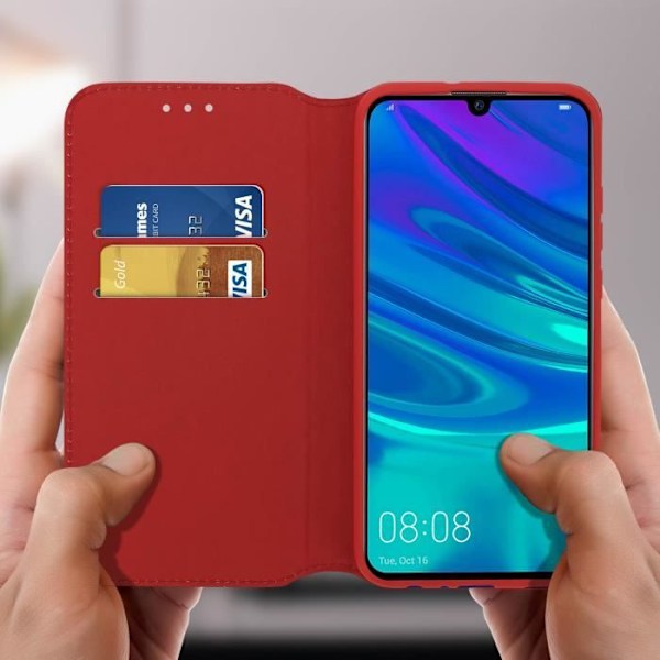 Hus - AVIZAR - Huawei P Smart 2019 / Honor 10 Lite - Ekologiskt läder - Röd - Ställfunktion Röd