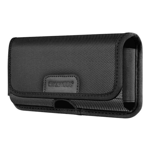 Vaakasuuntainen vyökotelo 6,8 tuuman älypuhelimelle Nylon Double Fixation Black Svart