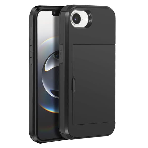 Stødabsorberende cover til iPhone 17 med skydende kortlomme i sort Svart