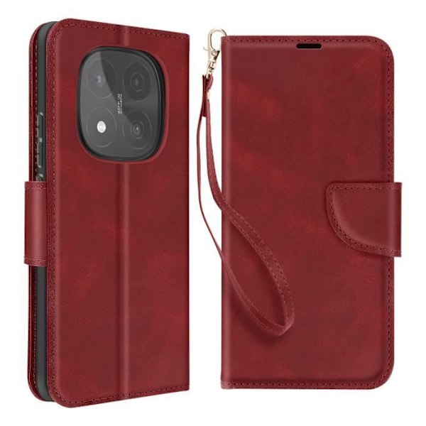 Redmi Note 14 Pro ja 14 Pro Plus Lompakko Rannekkeella Bordeaux Röd