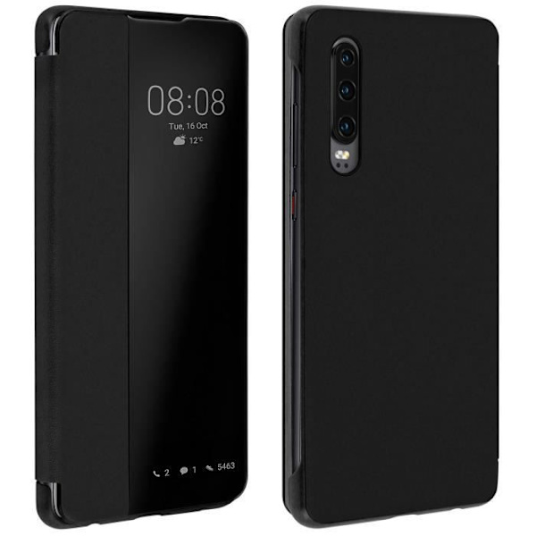 Étui - AVIZAR - Huawei P30 - Hård Skal - Stort Genomskinligt Fönster - Hel Skydd Svart