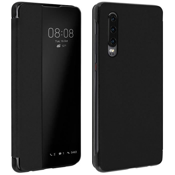 Kotelot - AVIZAR - Huawei P30 - Kovakuori - Suuri Läpinäkyvä Ikkuna - Kattava Suojaus Svart