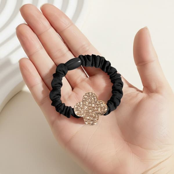 Chouchou - AVIZAR - Satin med Glitrende Kløver - Sort - 1x - 12g Svart