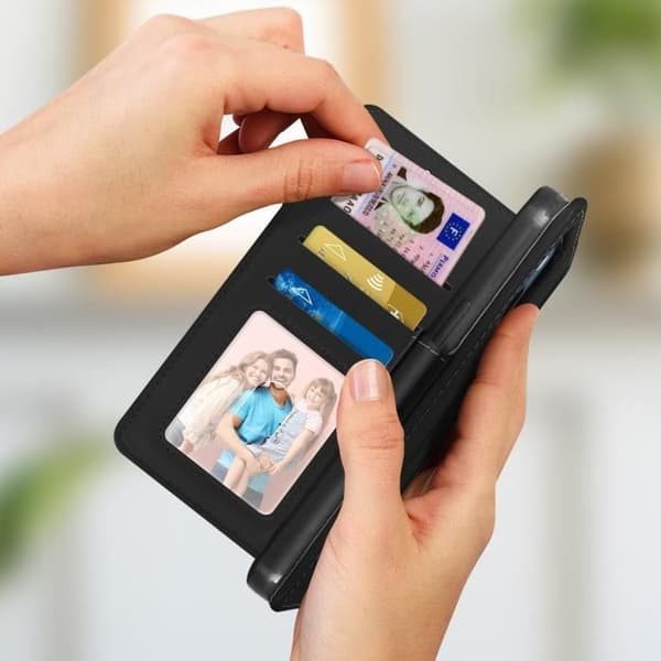 AVIZAR iPhone 13 Mini Pung-etui med flere rum - Sort - Hard Shell - Standerfunktion Svart